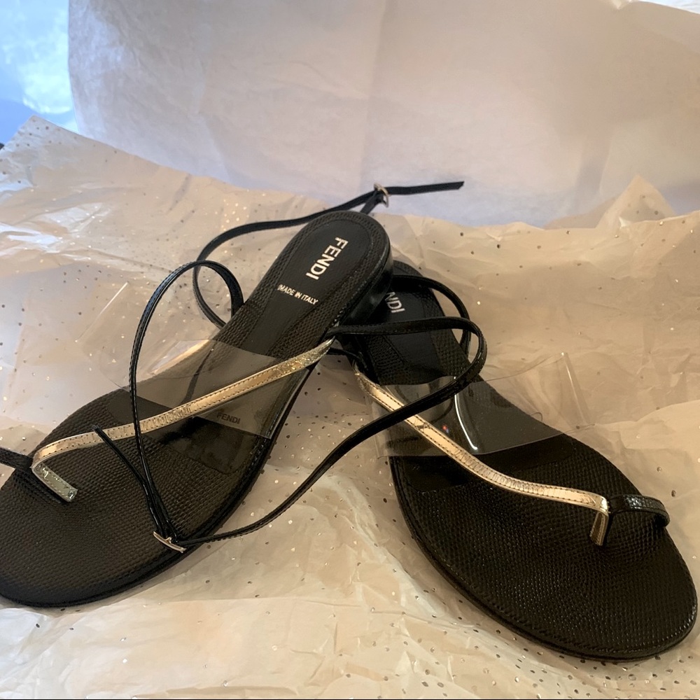 Fendi | Silver and black sandals